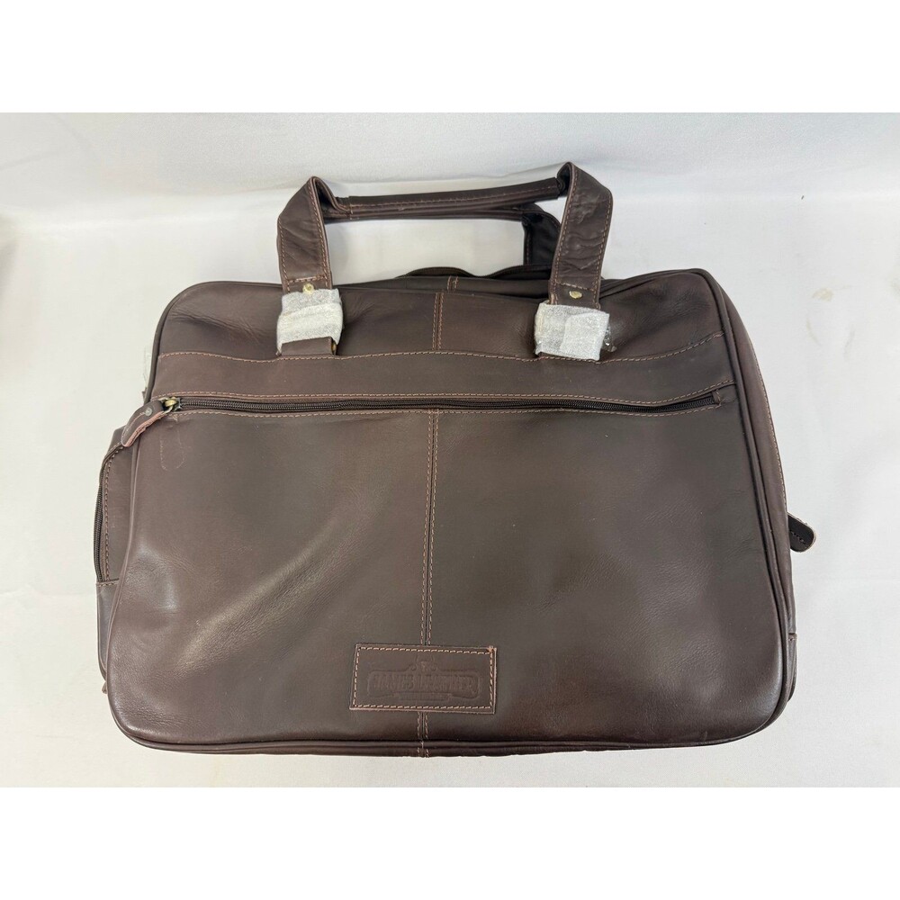 James Leather Full Grain Buffalo Leather Brown brief case Bag NEW